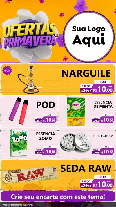 Modelo de TV para TV Vertical com o tema Ofertas Da Primavera para Tabacaria
