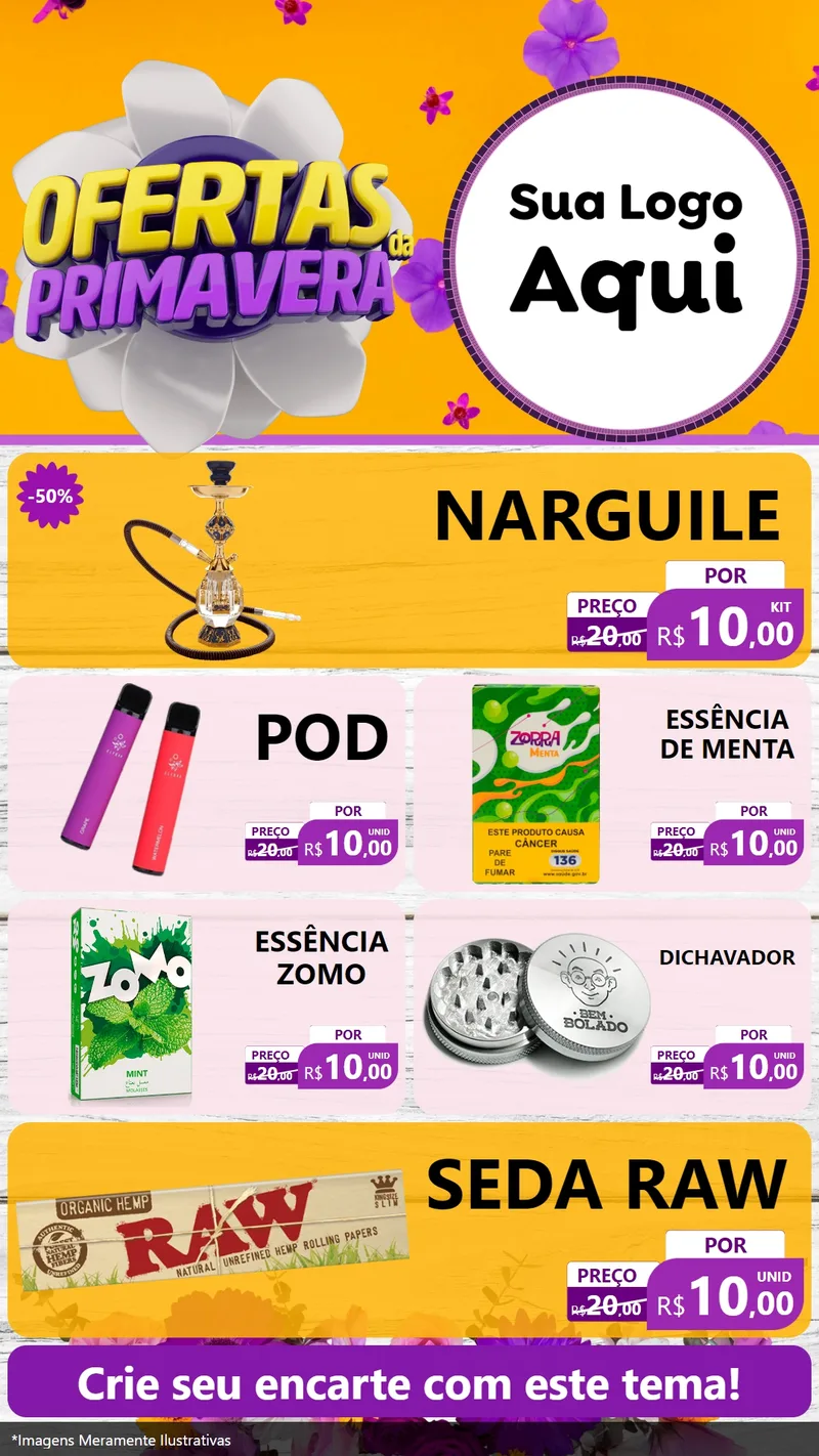 Modelo de TV para TV Vertical com o tema Ofertas Da Primavera para Tabacaria