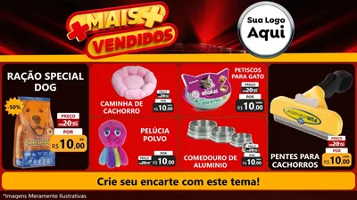 Modelo de TV para TV Horizontal com o tema Mais Vendidos para Pet Shop
