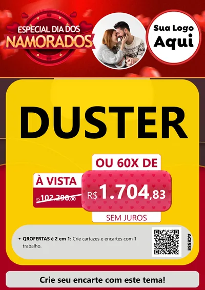 Modelo de Cartaz para Cartaz A4 Vertical com o tema Especial Dia Dos Namorados para Concessionaria de Carros