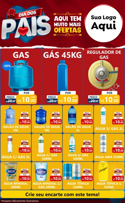 Modelo de Encarte para Encarte Grande com o tema Dia dos Pais para Água e gás