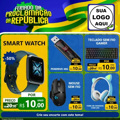 Modelo de Rede Social para Feed Facebook com o tema Feriado da Proclamação da República para Informática