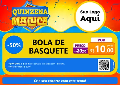 Modelo de Cartaz para Cartaz A4 Horizontal com o tema Quinzena Maluca para Artigos Esportivos