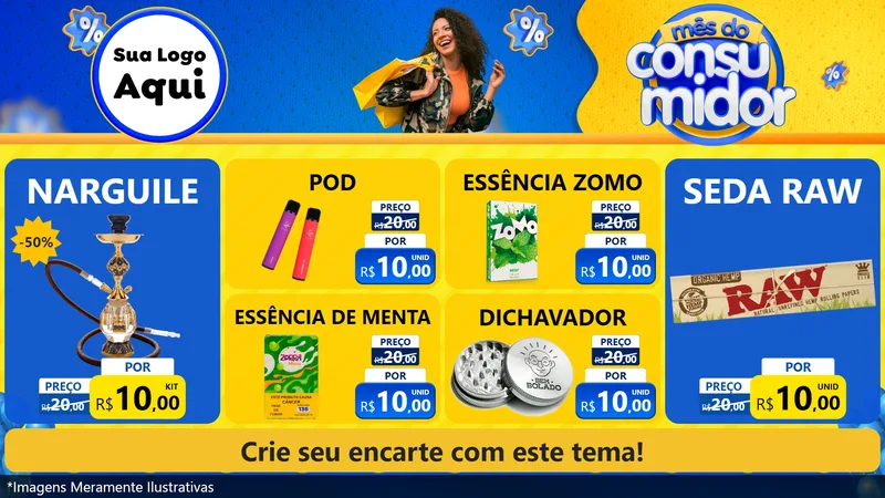 Modelo de TV para TV Horizontal com o tema Mês do Consumidor para Tabacaria