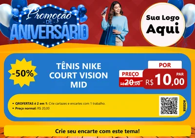 Modelo de Cartaz para Cartaz A4 Horizontal com o tema Promoção de Aniversário para Calçados