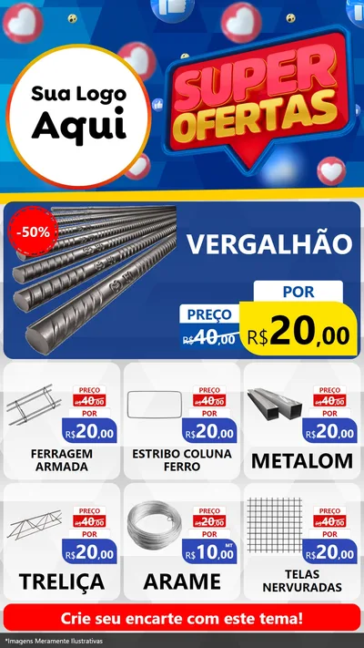 Modelo de Rede Social para Stories com o tema Super Ofertas para Ferragens
