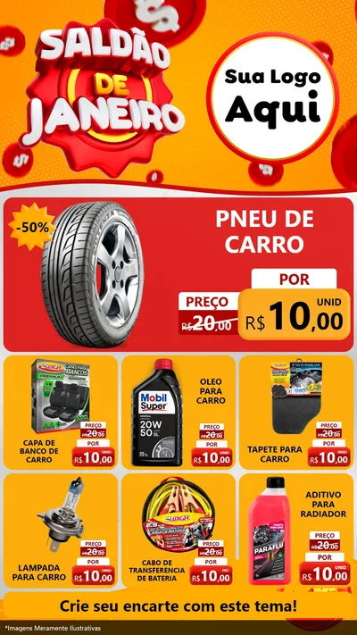 Modelo de Rede Social para Stories com o tema Saldão de Janeiro para Auto peças