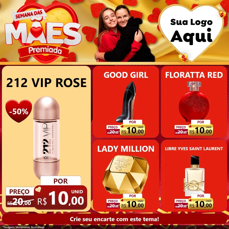 Modelo de Rede Social para Feed Facebook com o tema Semana das Mães Premiada para Perfumes