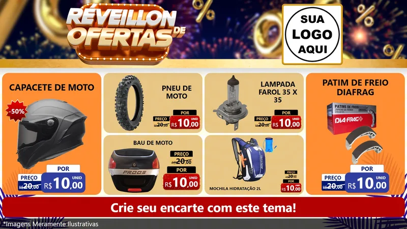 Modelo de TV para TV Horizontal com o tema Réveillon de Ofertas para Moto peças