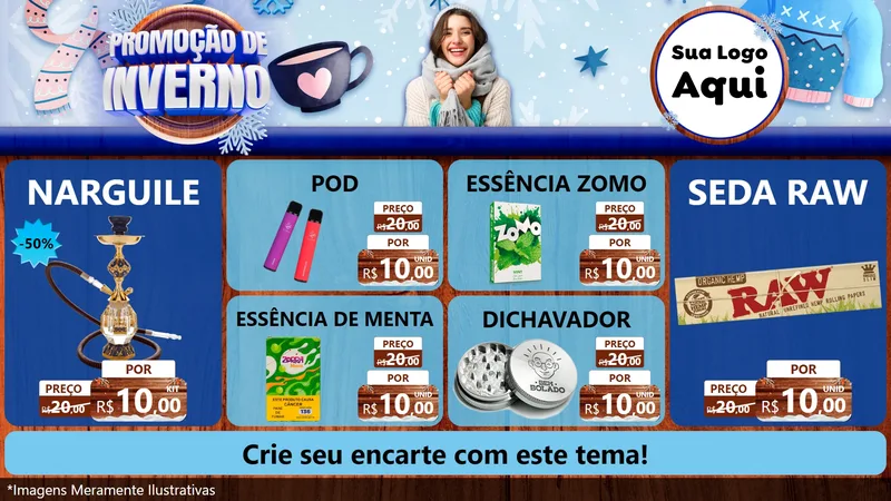 Modelo de TV para TV Horizontal com o tema Promoção de Inverno para Tabacaria