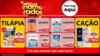 Modelo de TV para TV Horizontal com o tema Semana dos namorados para Peixaria