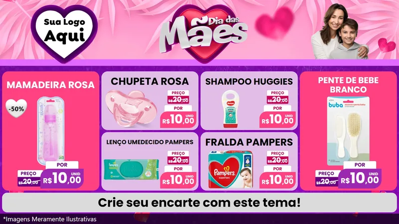 Modelo de TV para TV Horizontal com o tema Dia das Mães para Bebês
