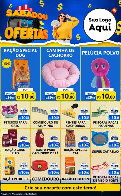 Modelo de Encarte para Encarte Grande com o tema Sabadou de Ofertas para Pet Shop