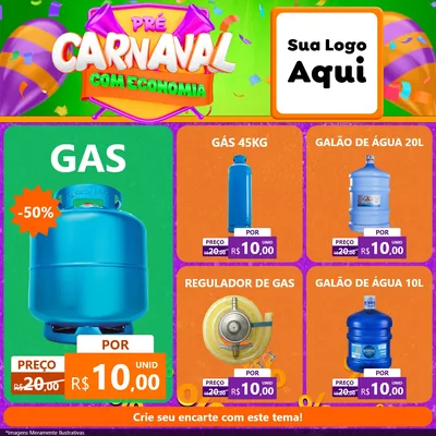 Modelo de Rede Social para Feed Facebook com o tema Pré-Carnaval Com Economia para Água e gás