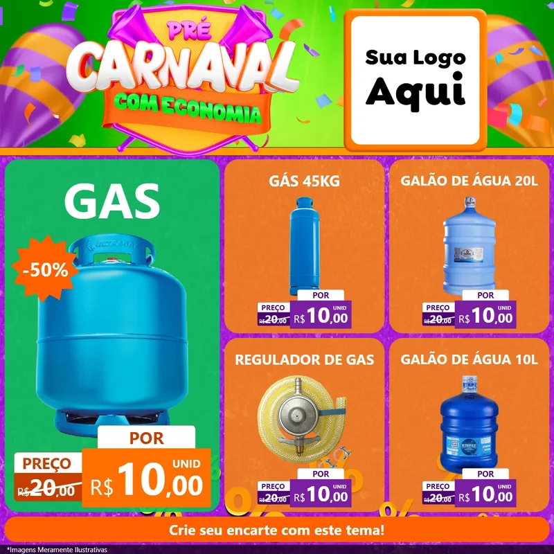 Modelo de Rede Social para Feed Facebook com o tema Pré-Carnaval Com Economia para Água e gás