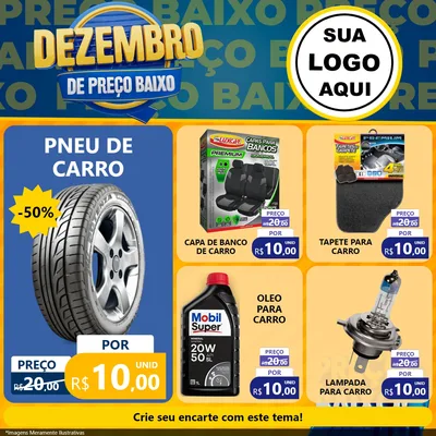 Modelo de Rede Social para Feed Facebook com o tema Dezembro de Preço Baixo para Auto peças