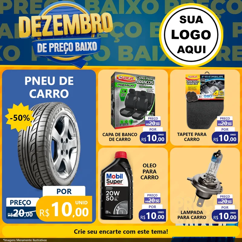 Modelo de Rede Social para Feed Facebook com o tema Dezembro de Preço Baixo para Auto peças