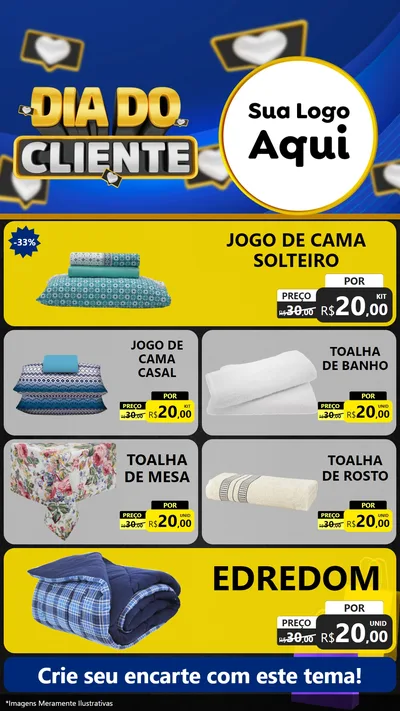 Modelo de TV para TV Vertical com o tema Dia Do Cliente para Cama, Mesa e Banho
