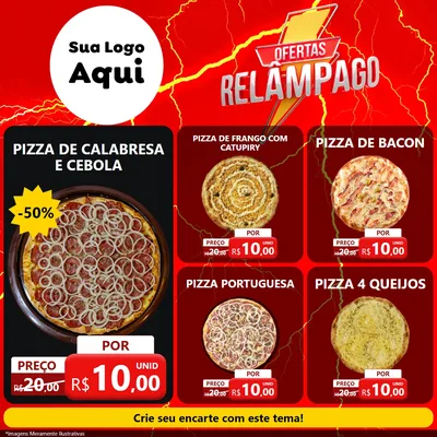 Modelo de Rede Social para Feed Facebook com o tema Ofertas Relâmpago para Pizzaria