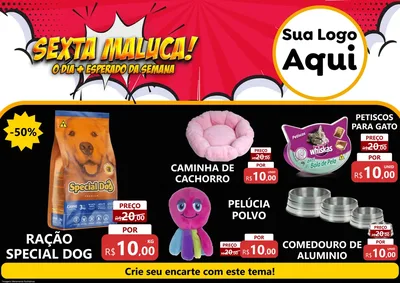Modelo de Encarte para Encarte A4 Horizontal com o tema Sexta Maluca! para Pet Shop