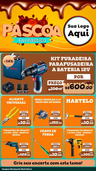 Modelo de Rede Social para Stories com o tema Páscoa Fantástica para Maquinas e Ferramentas