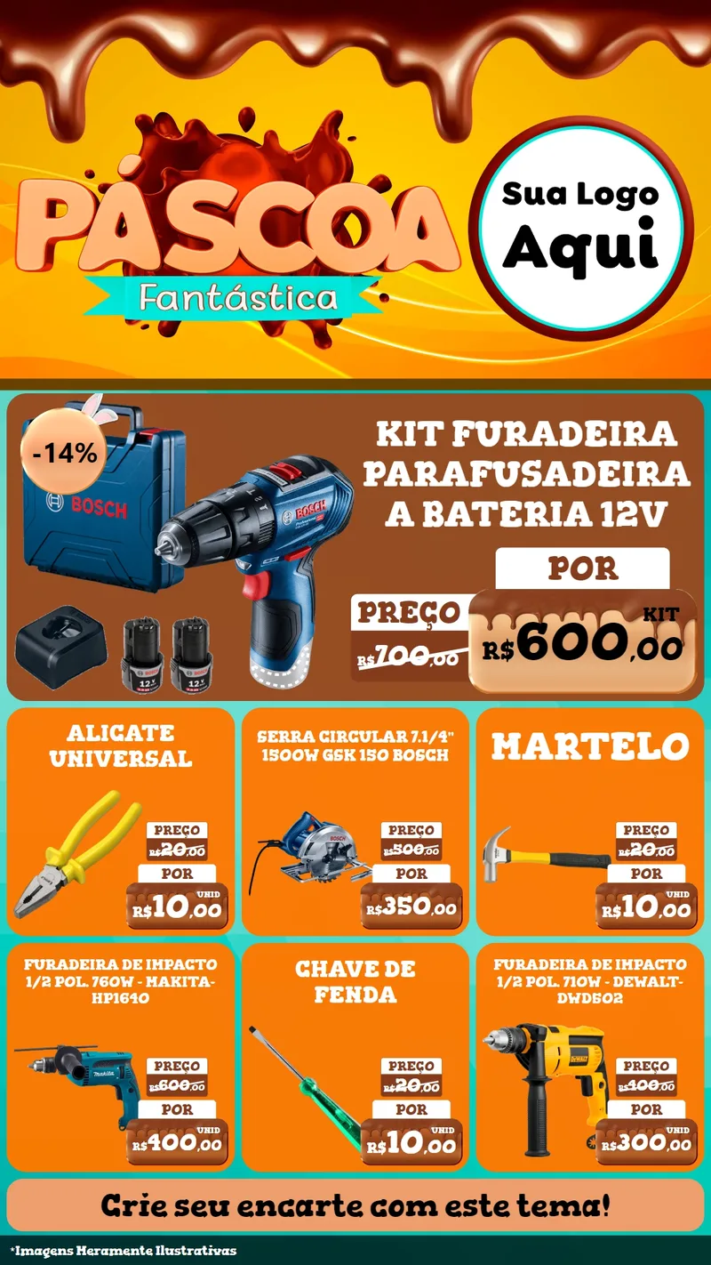Modelo de Rede Social para Stories com o tema Páscoa Fantástica para Maquinas e Ferramentas