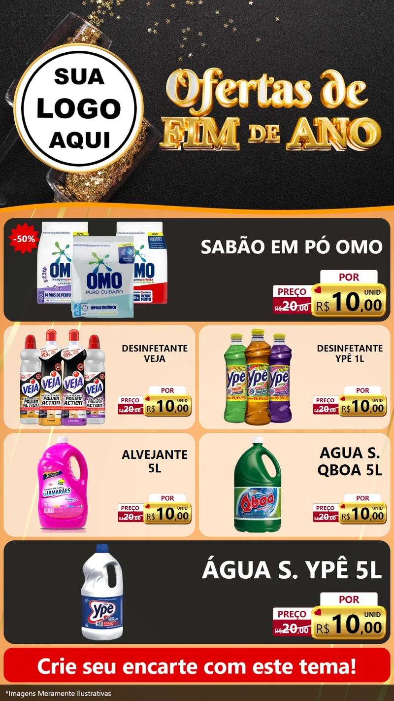 Modelo de TV para TV Vertical com o tema Ofertas de Fim de Ano para Produtos de Limpeza