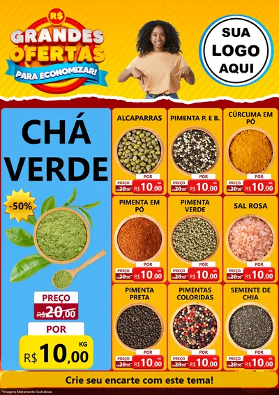 Modelo de Encarte para Encarte A4 Vertical com o tema Grandes Ofertas Para Economizar! para Produtos Naturais
