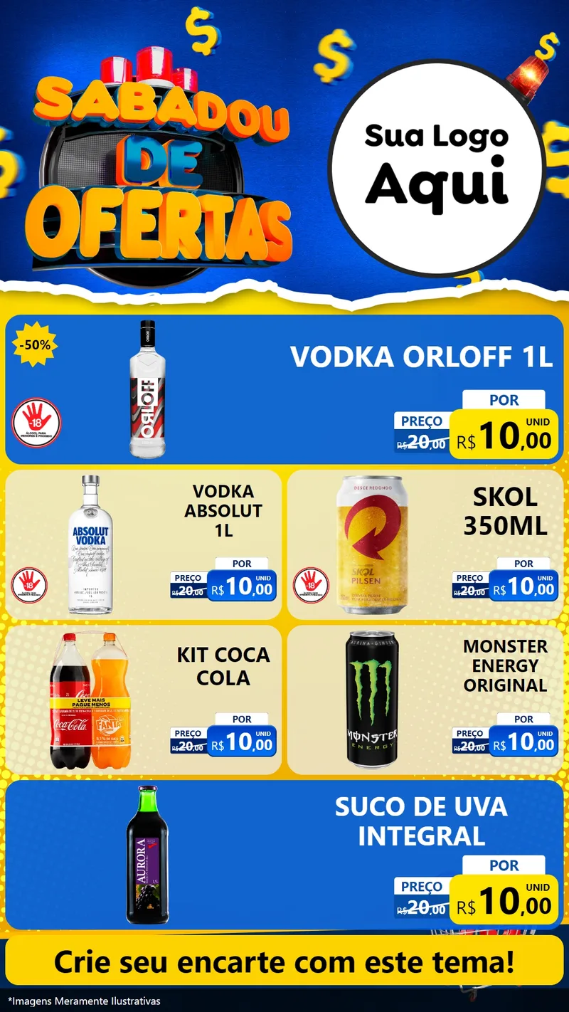 Modelo de TV para TV Vertical com o tema Sabadou de Ofertas para Distribuidora de bebidas
