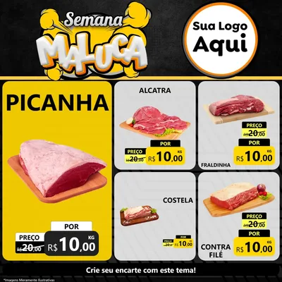 Modelo de Rede Social para Feed Facebook com o tema Semana Maluca para Açougue