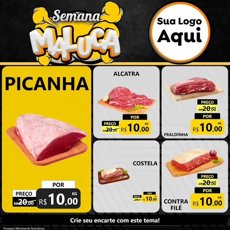 Modelo de Rede Social para Feed Facebook com o tema Semana Maluca para Açougue