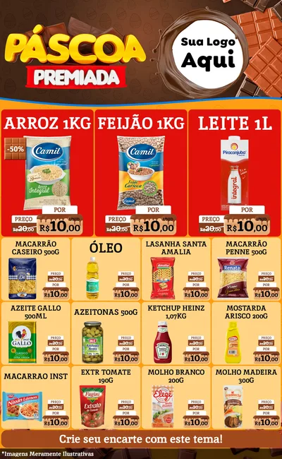 Modelo de Encarte para Encarte Grande com o tema Páscoa Premiada para Supermercado