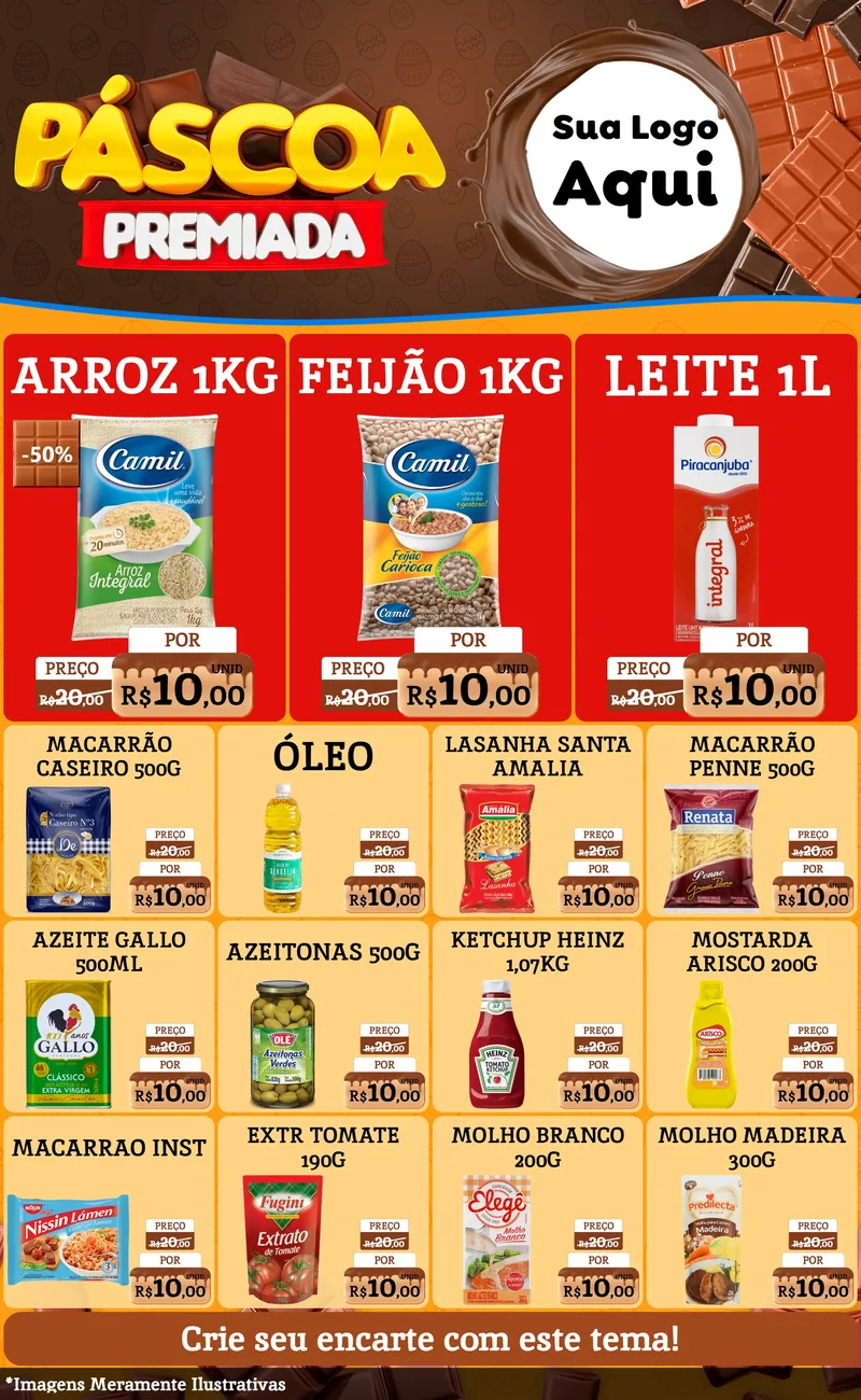 Modelo de Encarte para Encarte Grande com o tema Páscoa Premiada para Supermercado