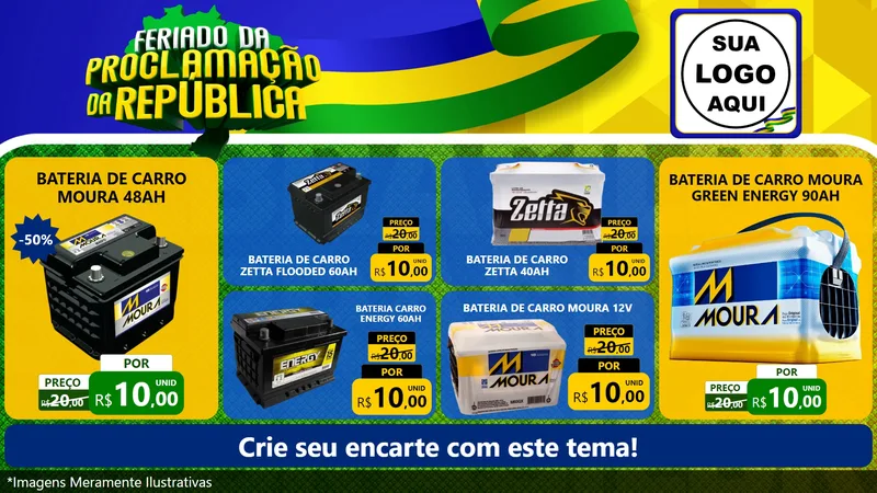 Modelo de TV para TV Horizontal com o tema Feriado da Proclamação da República para Baterias Elétricas