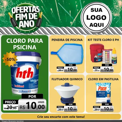 Modelo de Rede Social para Feed Facebook com o tema Ofertas Fim de Ano para Produtos para Piscina