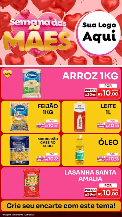 Modelo de TV para TV Vertical com o tema Semana Das Mães para Supermercado