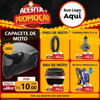 Modelo de Rede Social para Feed Facebook com o tema Alerta de Promoção para Moto peças
