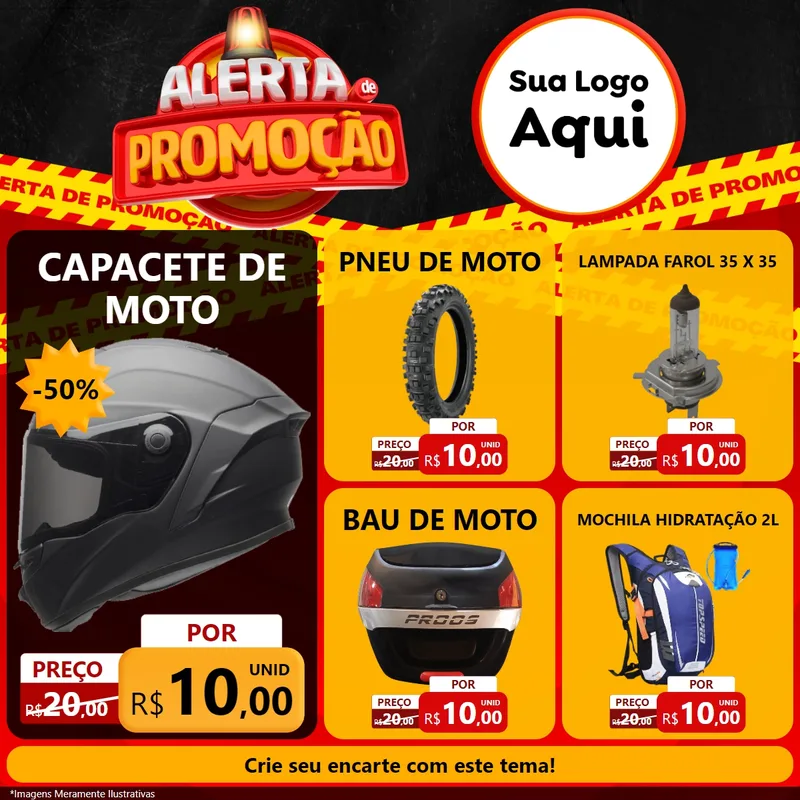 Modelo de Rede Social para Feed Facebook com o tema Alerta de Promoção para Moto peças