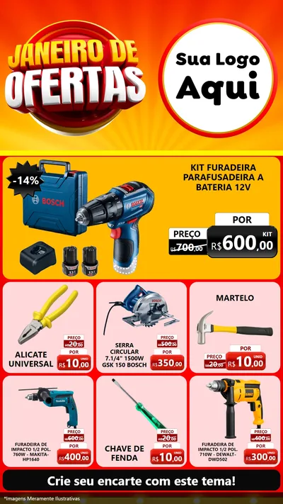 Modelo de Rede Social para Stories com o tema Janeiro de Ofertas para Maquinas e Ferramentas