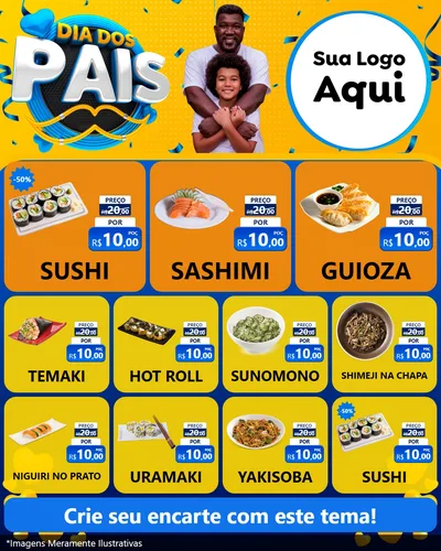 Modelo de Rede Social para Feed Instagram com o tema Dia dos Pais para Comida japonesa