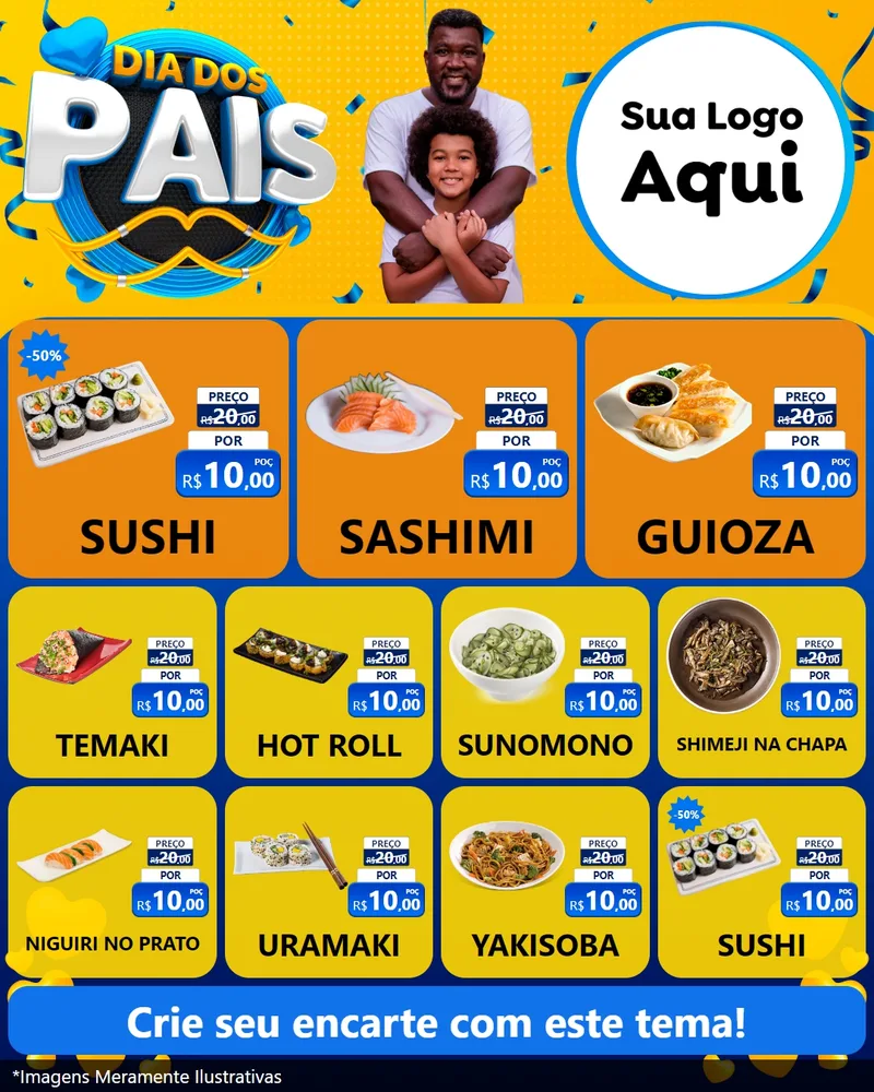 Modelo de Rede Social para Feed Instagram com o tema Dia dos Pais para Comida japonesa