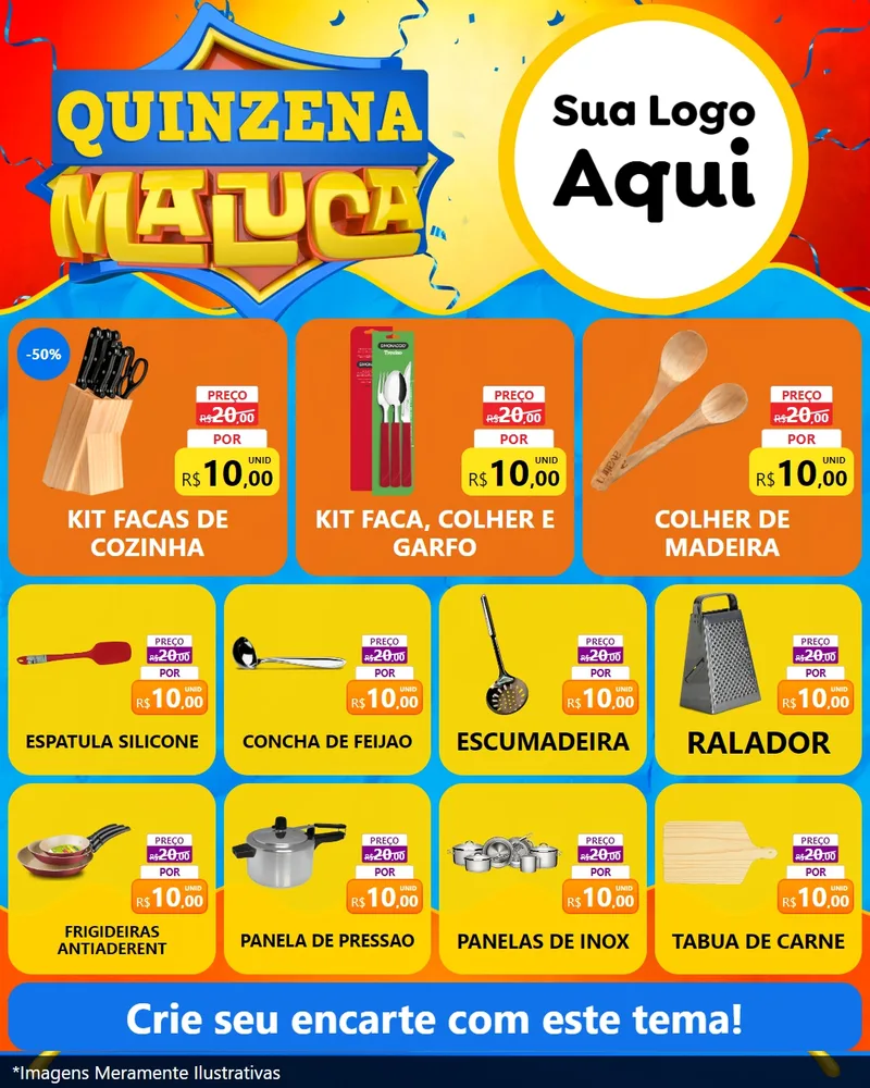 Modelo de Rede Social para Feed Instagram com o tema Quinzena Maluca para Utilidades Domésticas