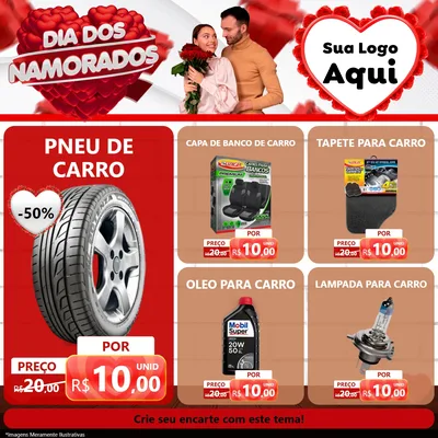 Modelo de Rede Social para Feed Facebook com o tema Dia dos Namorados para Auto peças