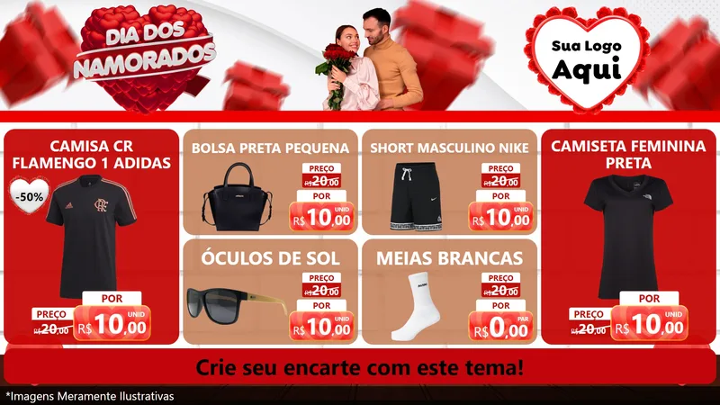 Modelo de TV para TV Horizontal com o tema Dia dos Namorados para Roupas e acessórios