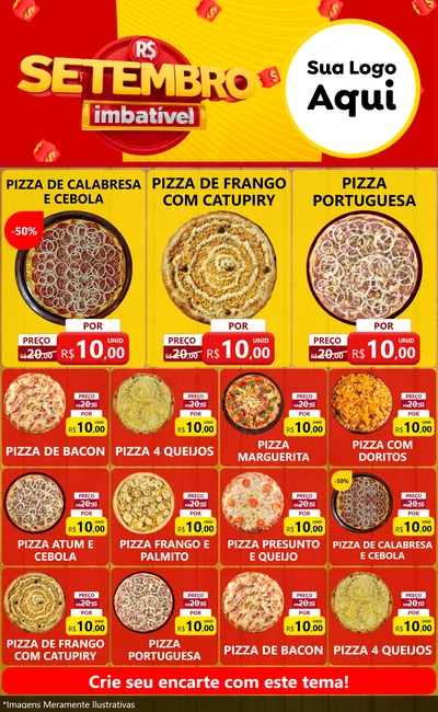 Modelo de Encarte para Encarte Grande com o tema Setembro Imbatível para Pizzaria