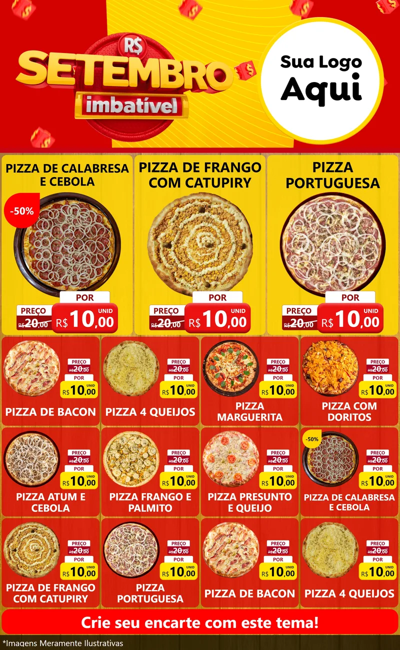 Modelo de Encarte para Encarte Grande com o tema Setembro Imbatível para Pizzaria