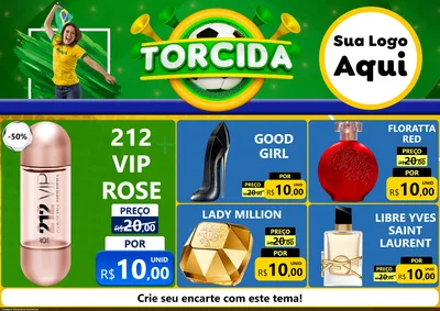 Modelo de Encarte para Encarte A4 Horizontal com o tema Torcida para Perfumes