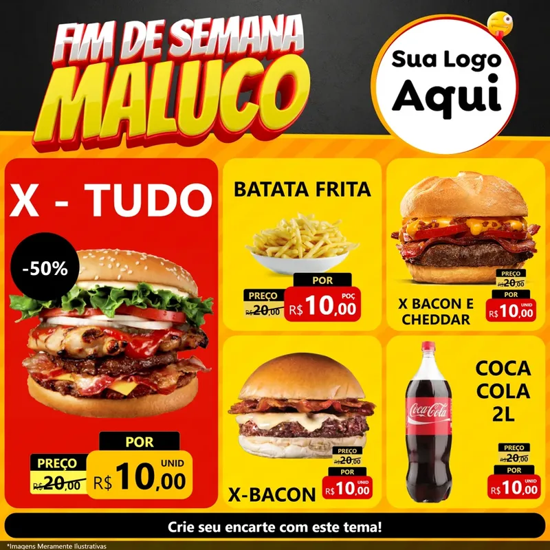 Modelo de Rede Social para Feed Facebook com o tema Final de Semana Maluco para Hamburgueria