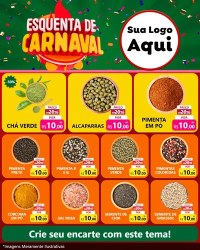 Modelo de Rede Social para Feed Instagram com o tema Esquenta de Carnaval para Produtos Naturais