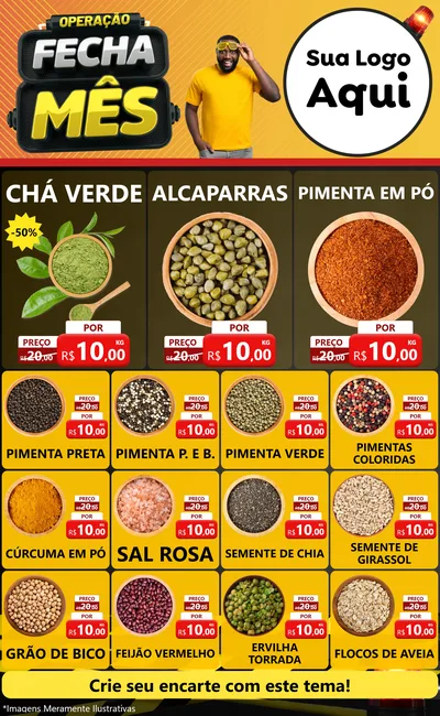 Modelo de Encarte para Encarte Grande com o tema Operação Fecha Mês para Produtos Naturais